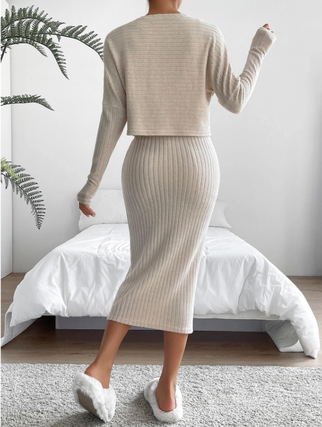 Cozy Ribbed Knit 2-Piece Set
