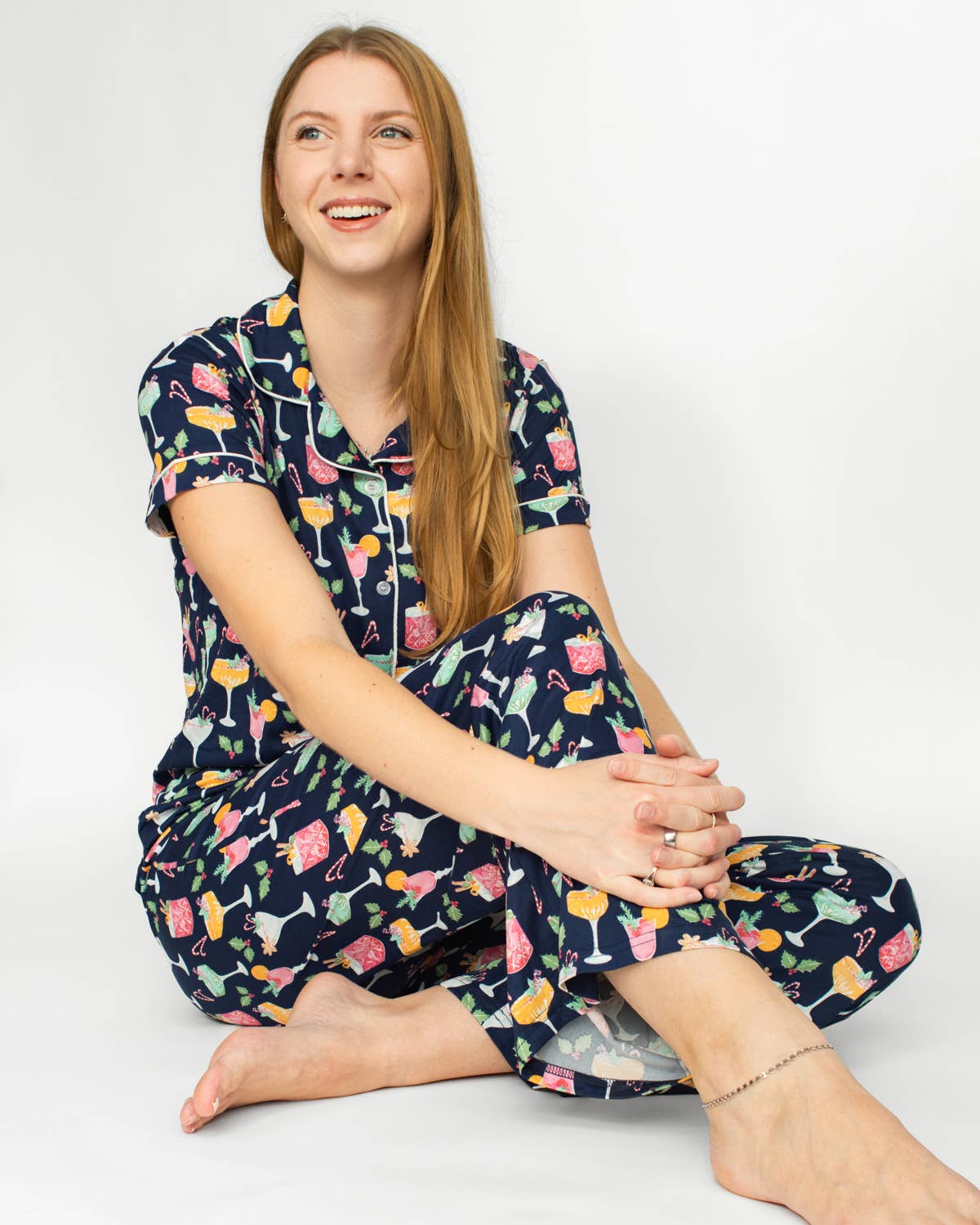 Fizz the Season Short Sleeve Button Up Sleep Shirt