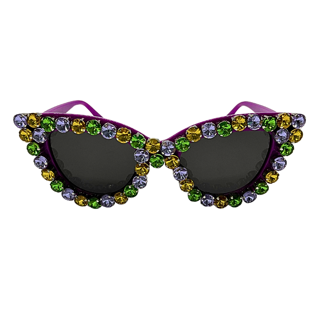 Mardi Gras Cat-Eye Rhinestone Sunglasses