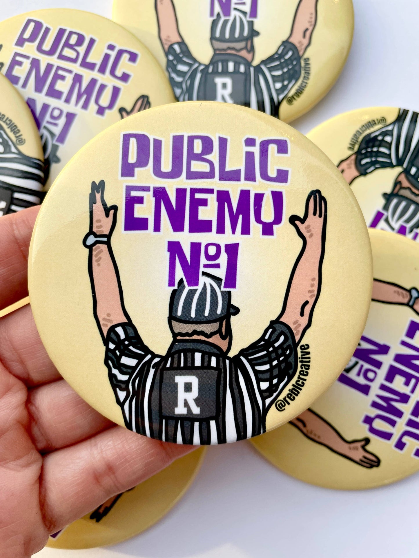 Public Enemy No. 1 - Purple & Yellow - Game Day Button