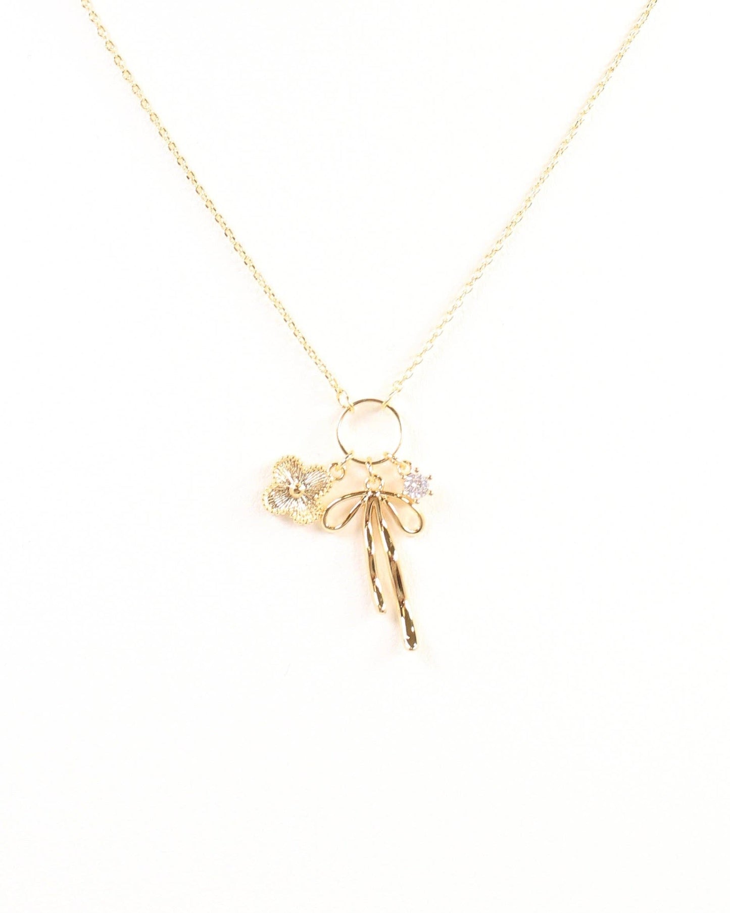 Brandon Bow Charm Necklace Gold