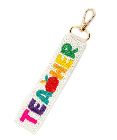 Teacher Beaded Keyring Wristlet