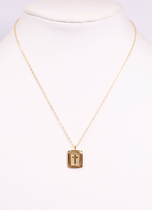 Johns Creek Cross Plate Necklace GOLD