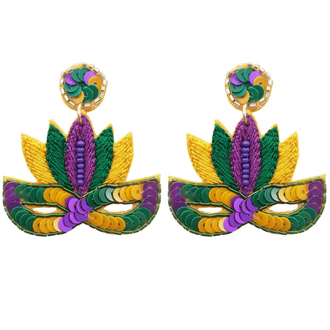 Mardi Gras Mask Post Earrings