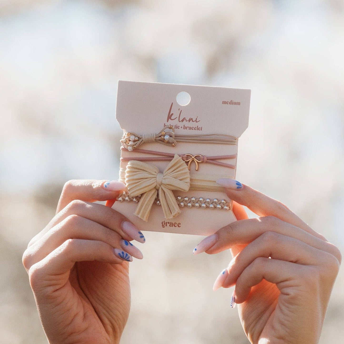 "Grace" - Pearls, Gold and Bows Hair Tie Bracelets
