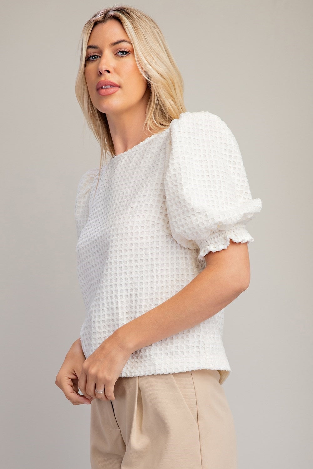 Mille Textured Puff Sleeve Top