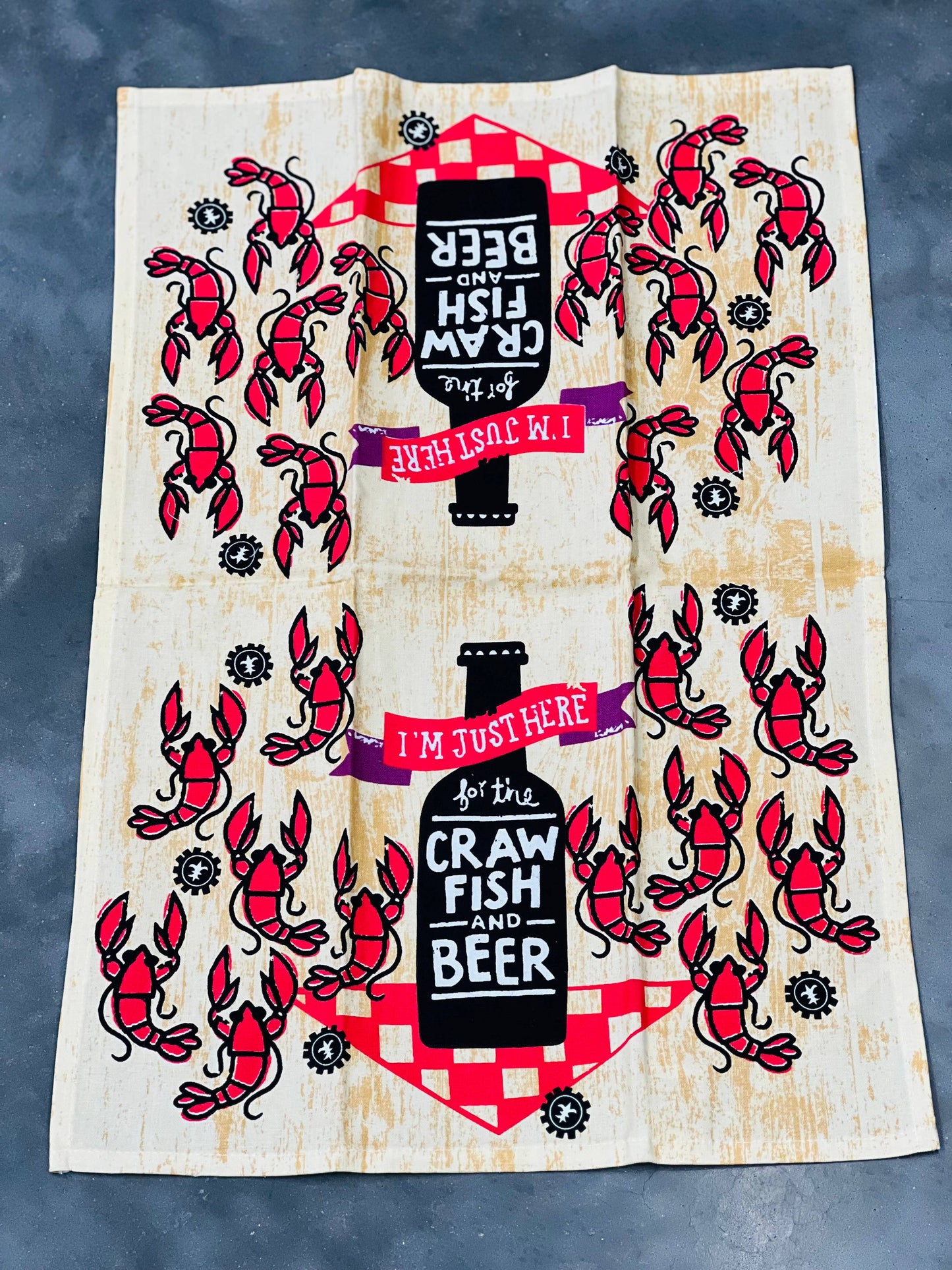 Kitchen Towel - Crawfish and Beer