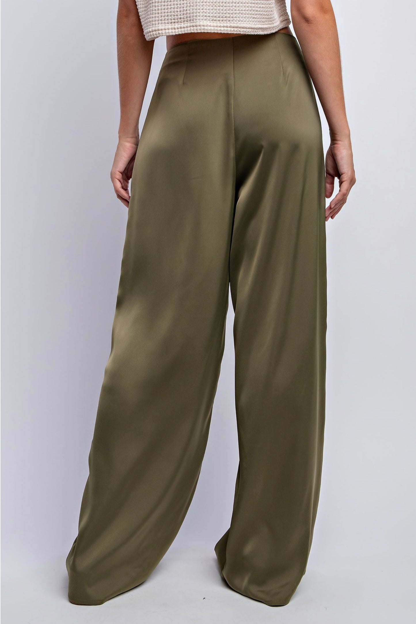 Wide-Leg Trousers - Olive