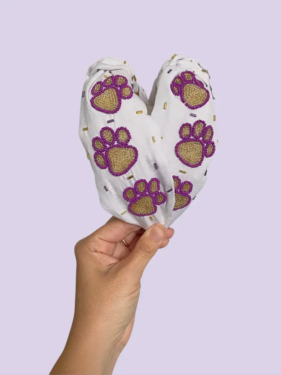 Purple & Gold Paw Headband