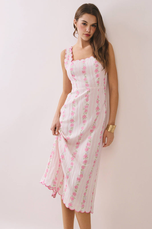 Blush Bloom Scalloped Midi