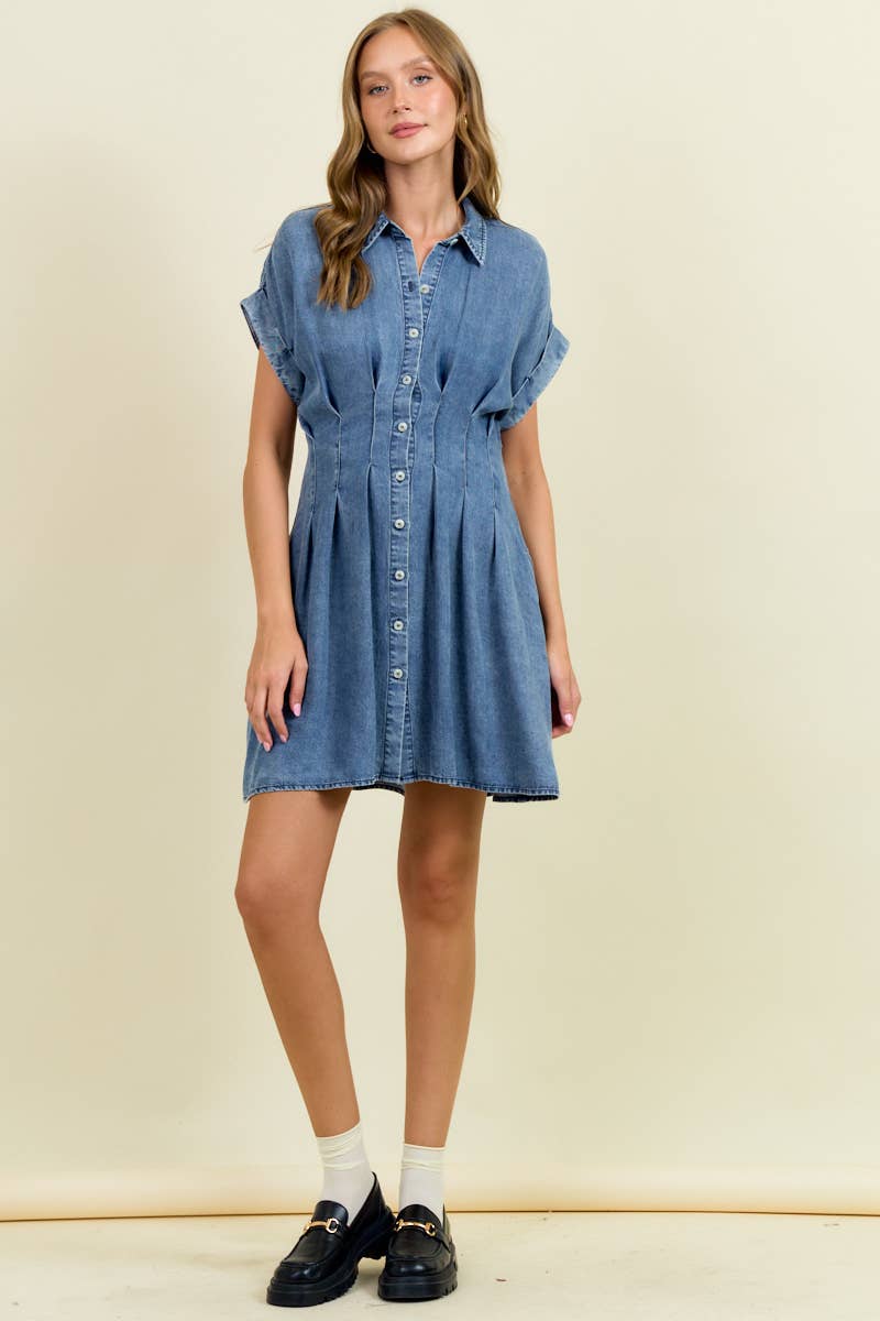 The Cinched Chambray Shirt Dress