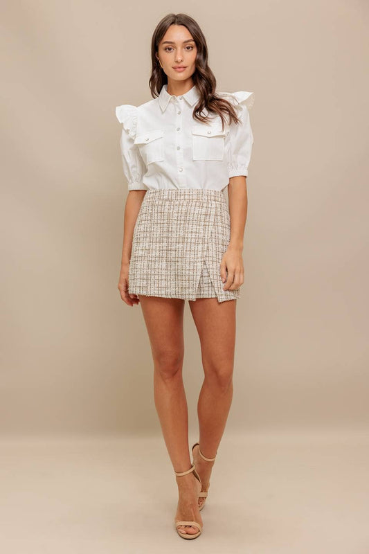 Woven Tweed Skort