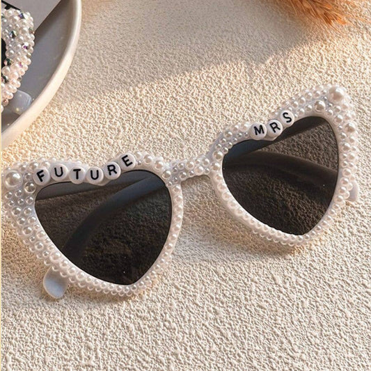 "New Chapter" Heart Shaped Cat-Eye Pearly Sunglasses