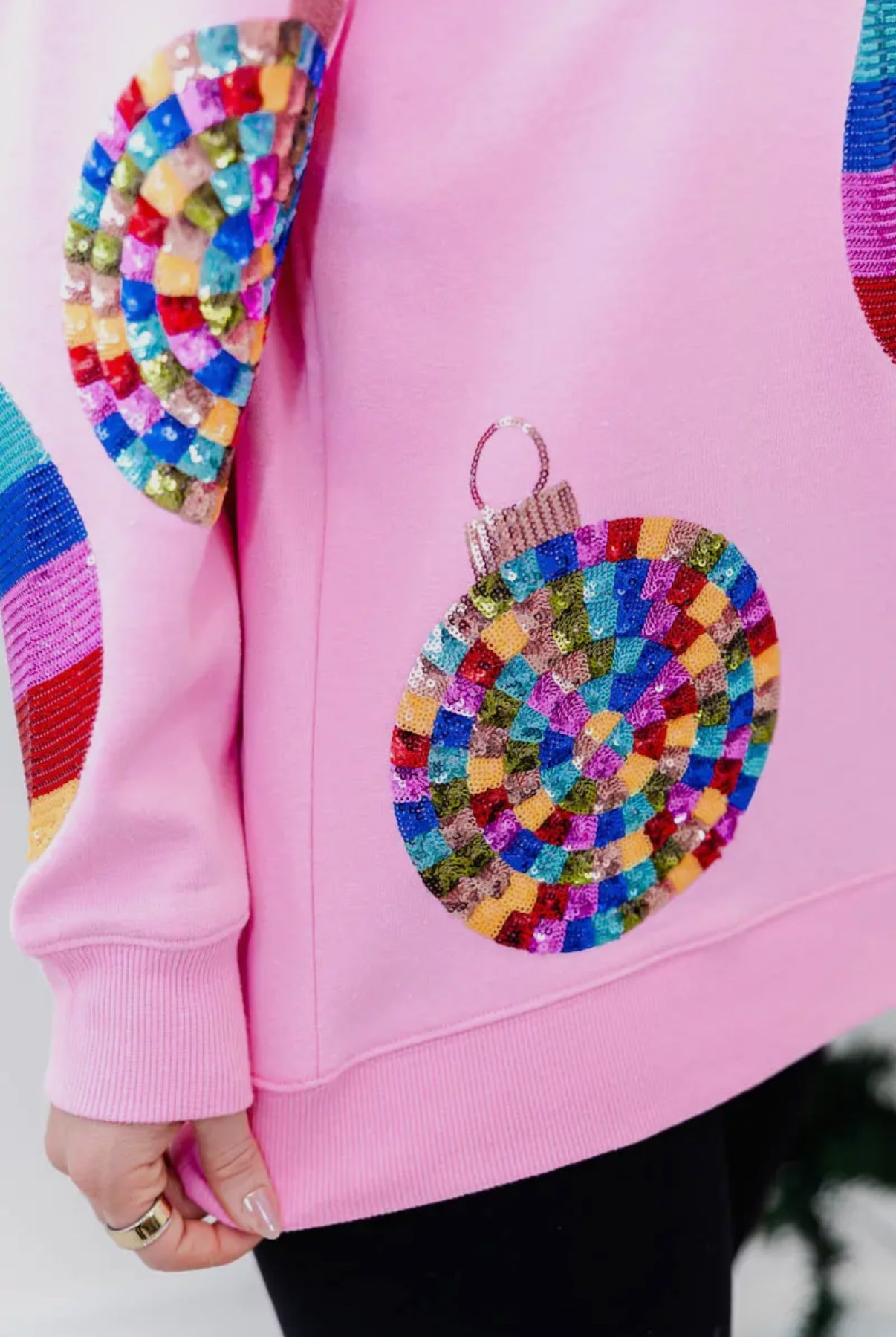 Pink Wonderland Ornament Sequin Sweatshirt
