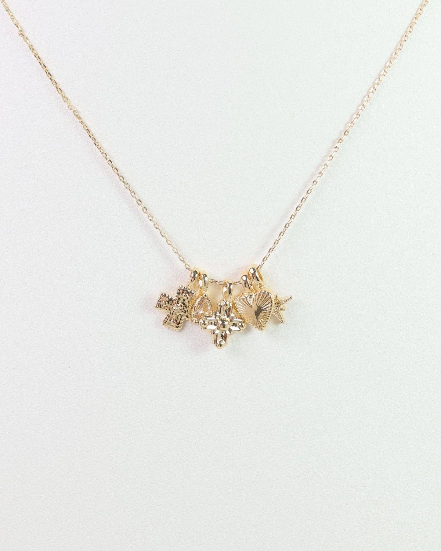 Cross My Heart Charm Necklace Set Gold