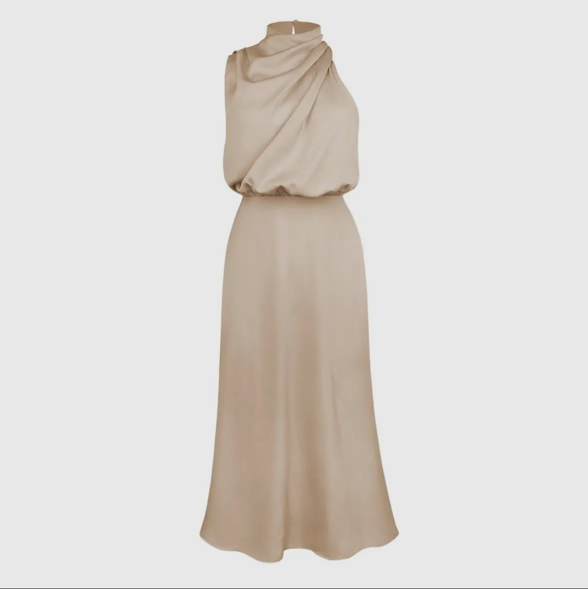 Sipping Champagne Satin Midi Dress