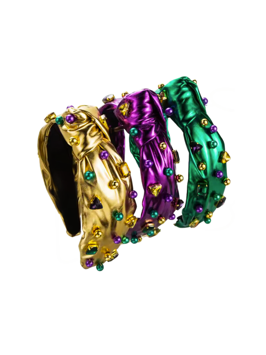 Metallic Jeweled Mardi Gras Headband