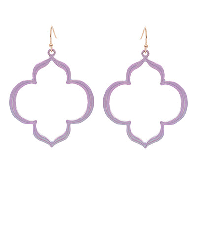 Purple Coating Hollow Clover Earrings