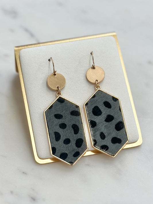 Faux Leopard Grey Earrings