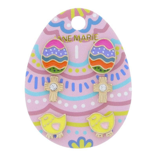 Kids Easter Earrings Stud Set