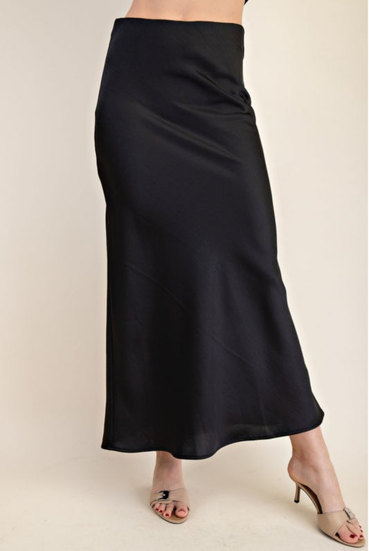 Elastic Waistband Midi Skirt