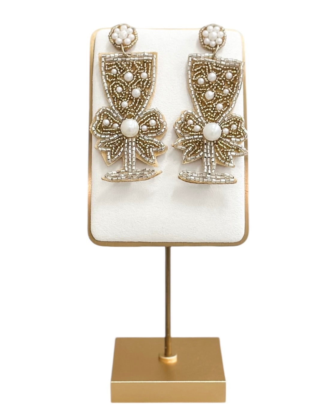 Champagne/Pearl Glass Earrings
