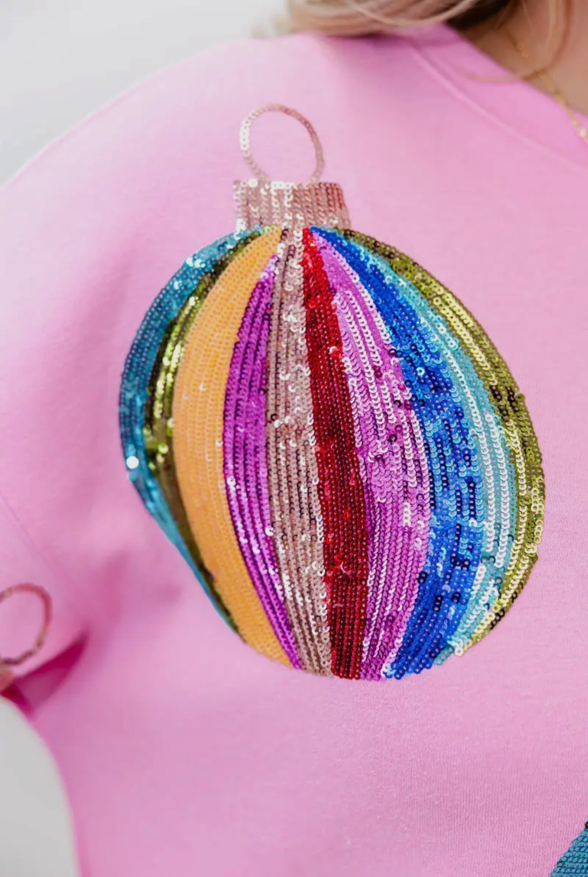 Pink Wonderland Ornament Sequin Sweatshirt