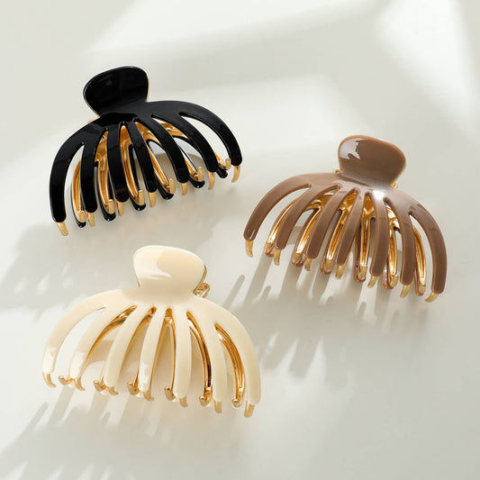 Hailey Solid | Large Gold Metal Octopus Claw Clip