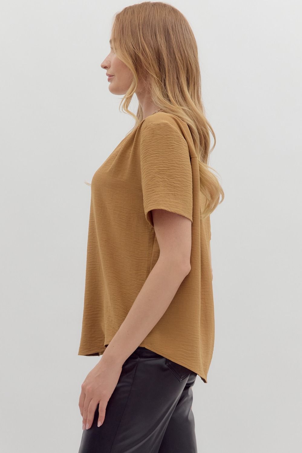 The Split V-Neck Woven Top