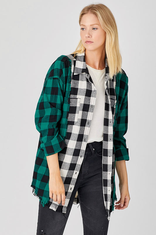 Risen Plaid Color Block Shirt