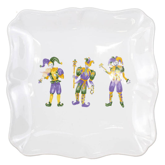 Mardi Jester Square Platter 11.5x11.5
