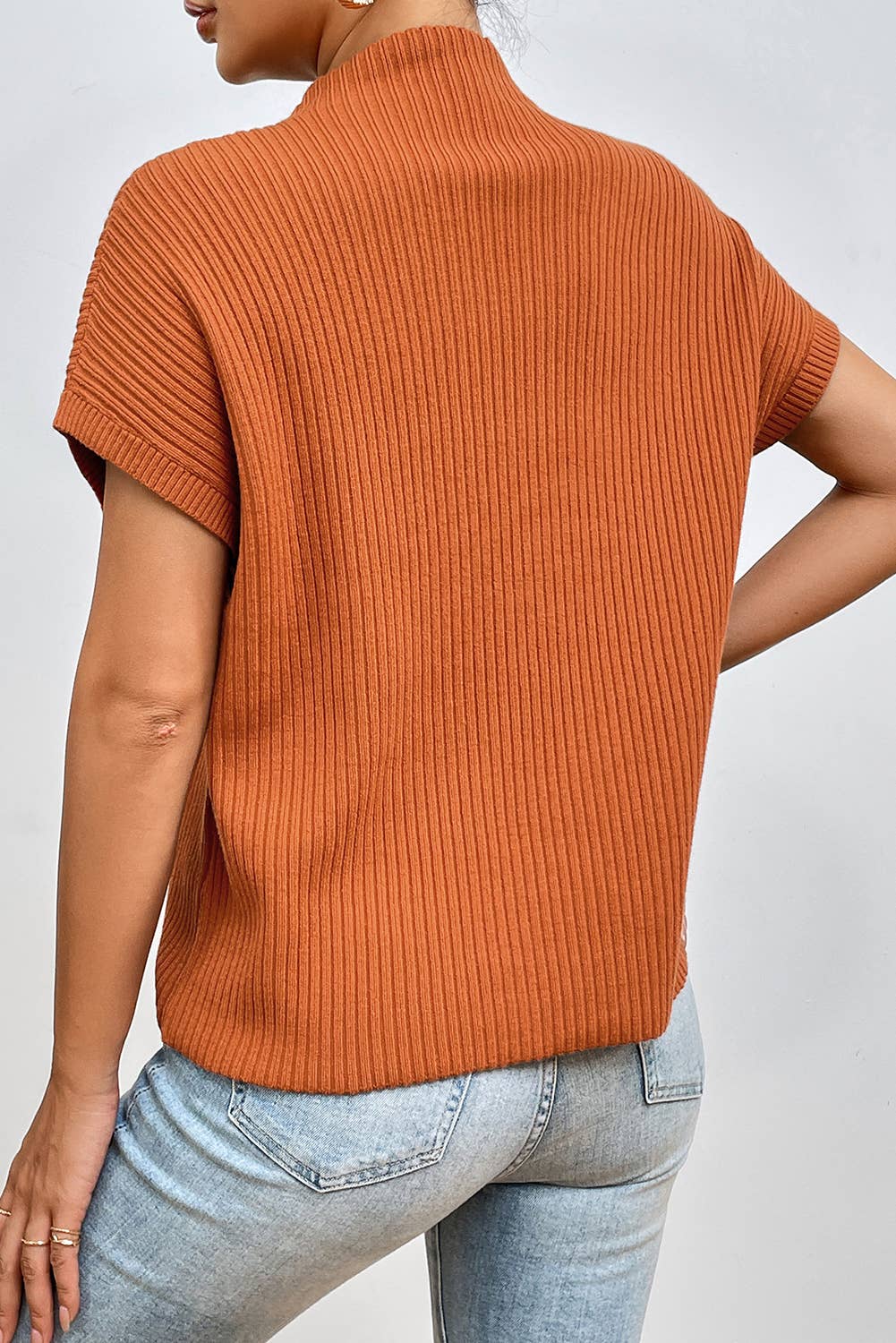 (Copy) Chic Ribbed Mock Neck Knit Sweater