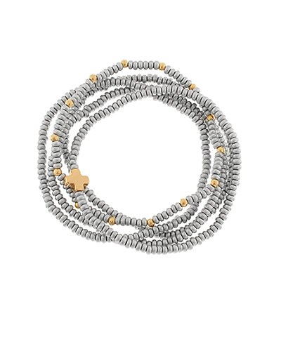 Grey Cross Bead Bracelet