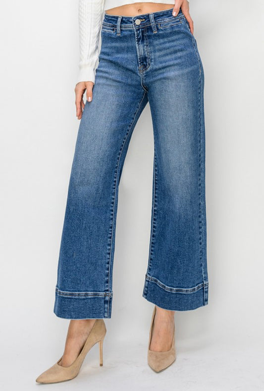 The Wide Crop High Rise Risen Jeans