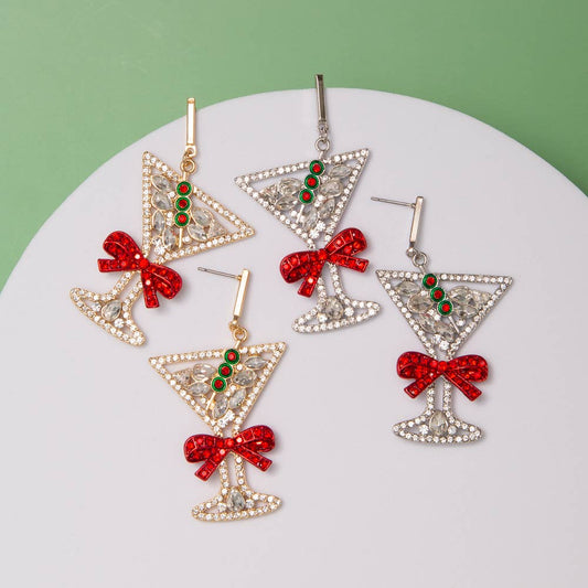 Christmas Cocktail Dangle Earrings