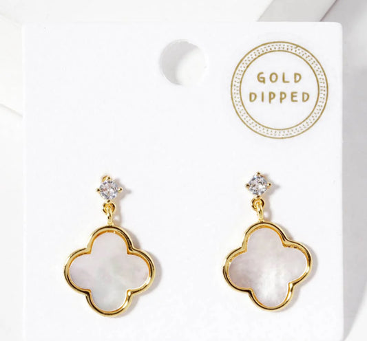 Gold Dipped Clover Post Earrings