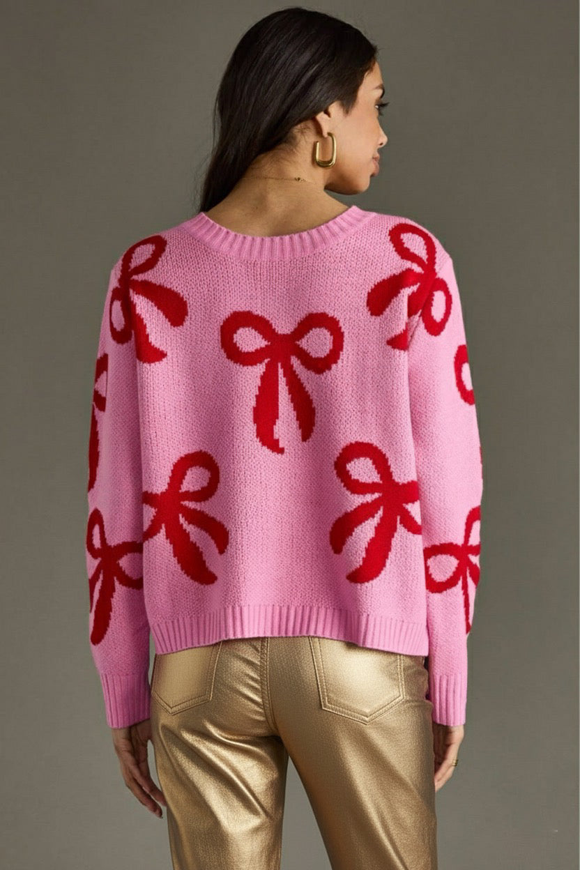 Pink & Red Bow Sweater