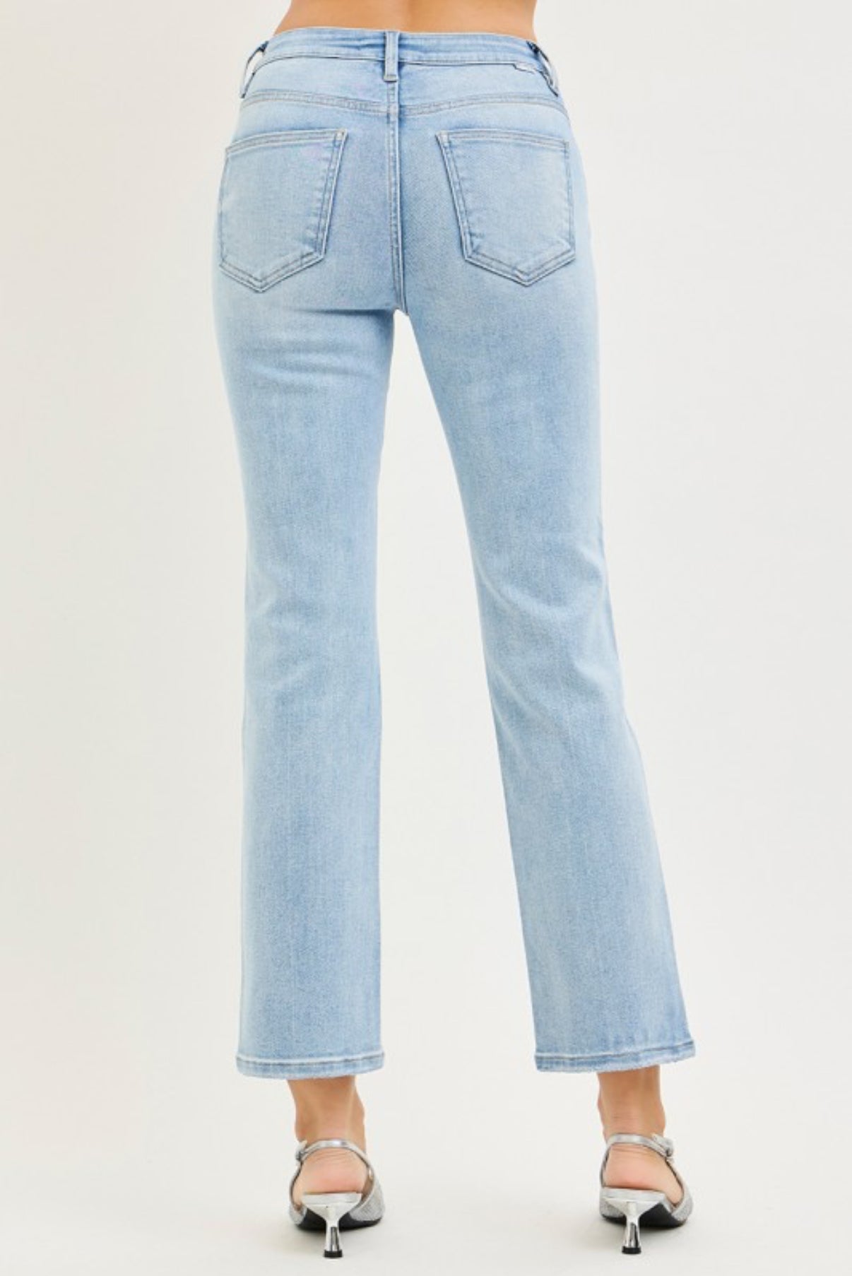 Risen Light Wash Tummy Control Crop Straight Jeans