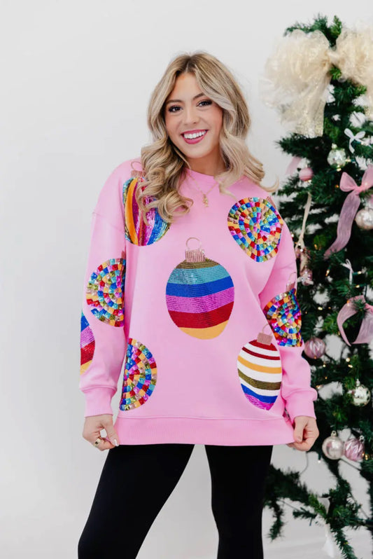 Pink Wonderland Ornament Sequin Sweatshirt