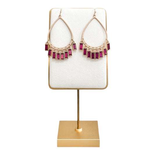 Wine Teardrop and Baguette Earrings