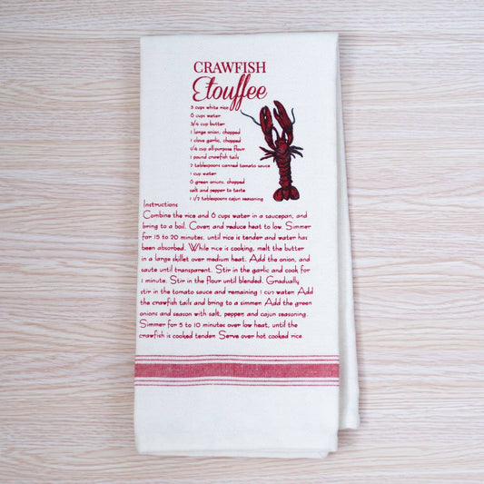 Crawfish Recipe Hand Towel   Cream/Red    20x28