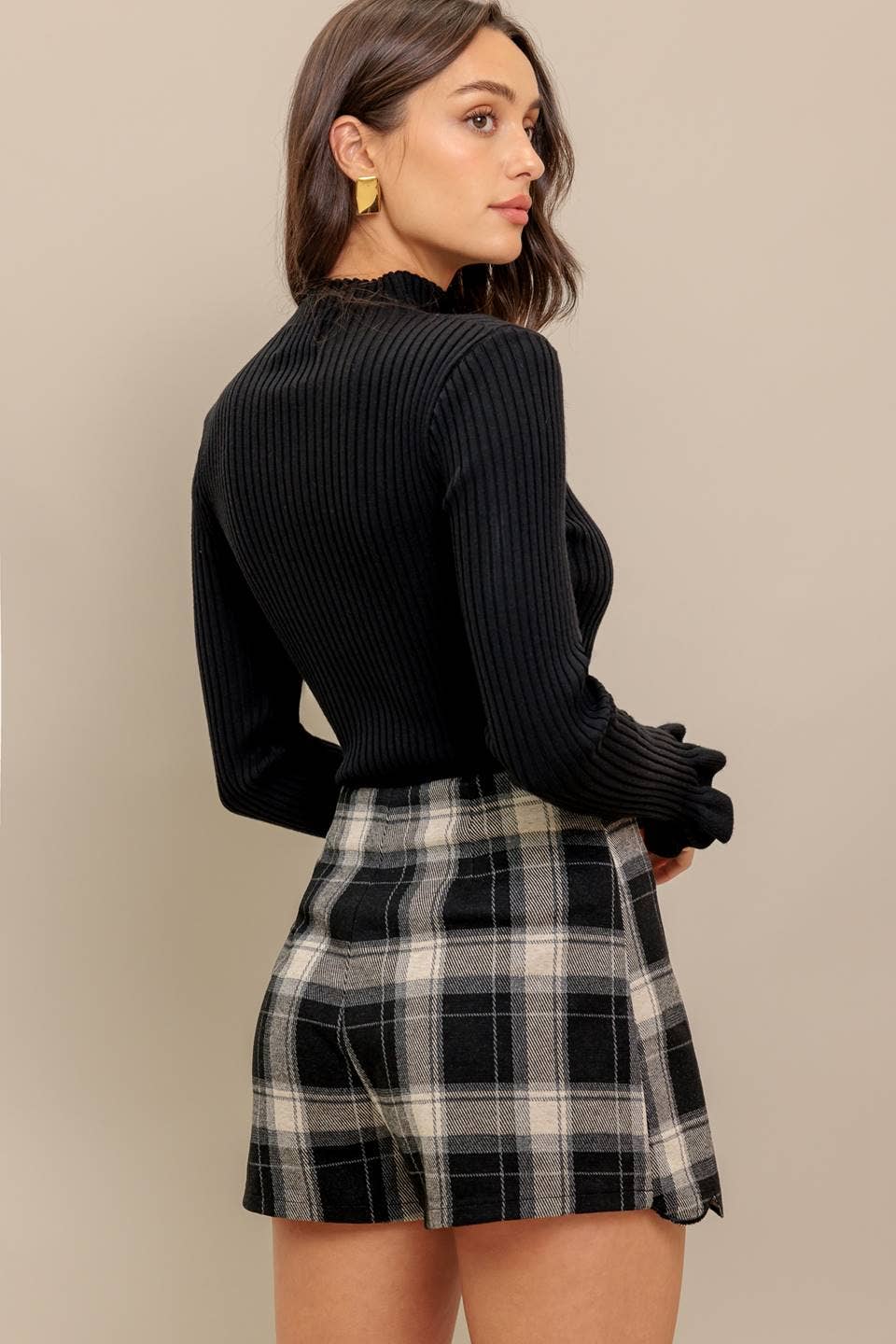Scalloped Plaid Skort