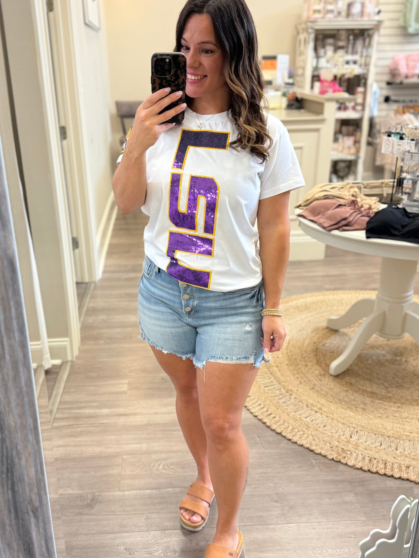 LSU Vertical Logo + Tiger Sleeve