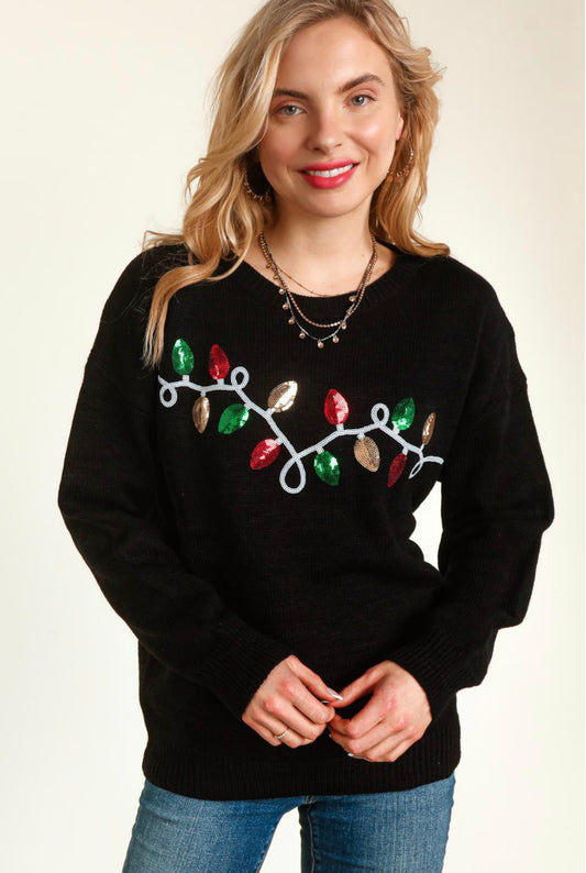 Curvy Christmas Lights Sweater