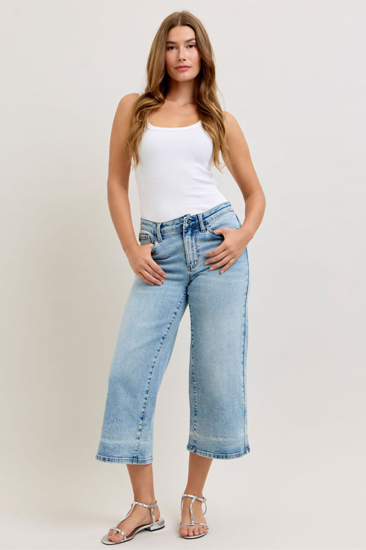 Judy Blue Light Wash Wide Crop Jeans