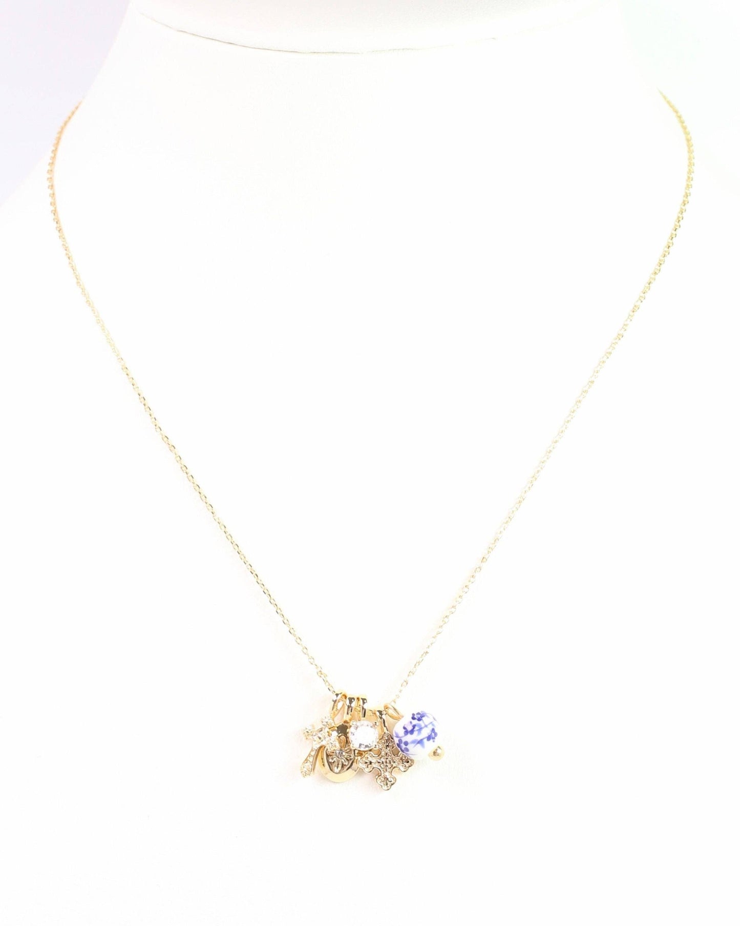 Crossing  Blue Jordan Charm Necklace Set Gold