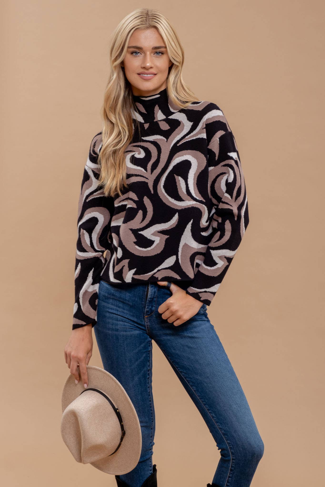 The Milan Marble Mock Neck Sweater