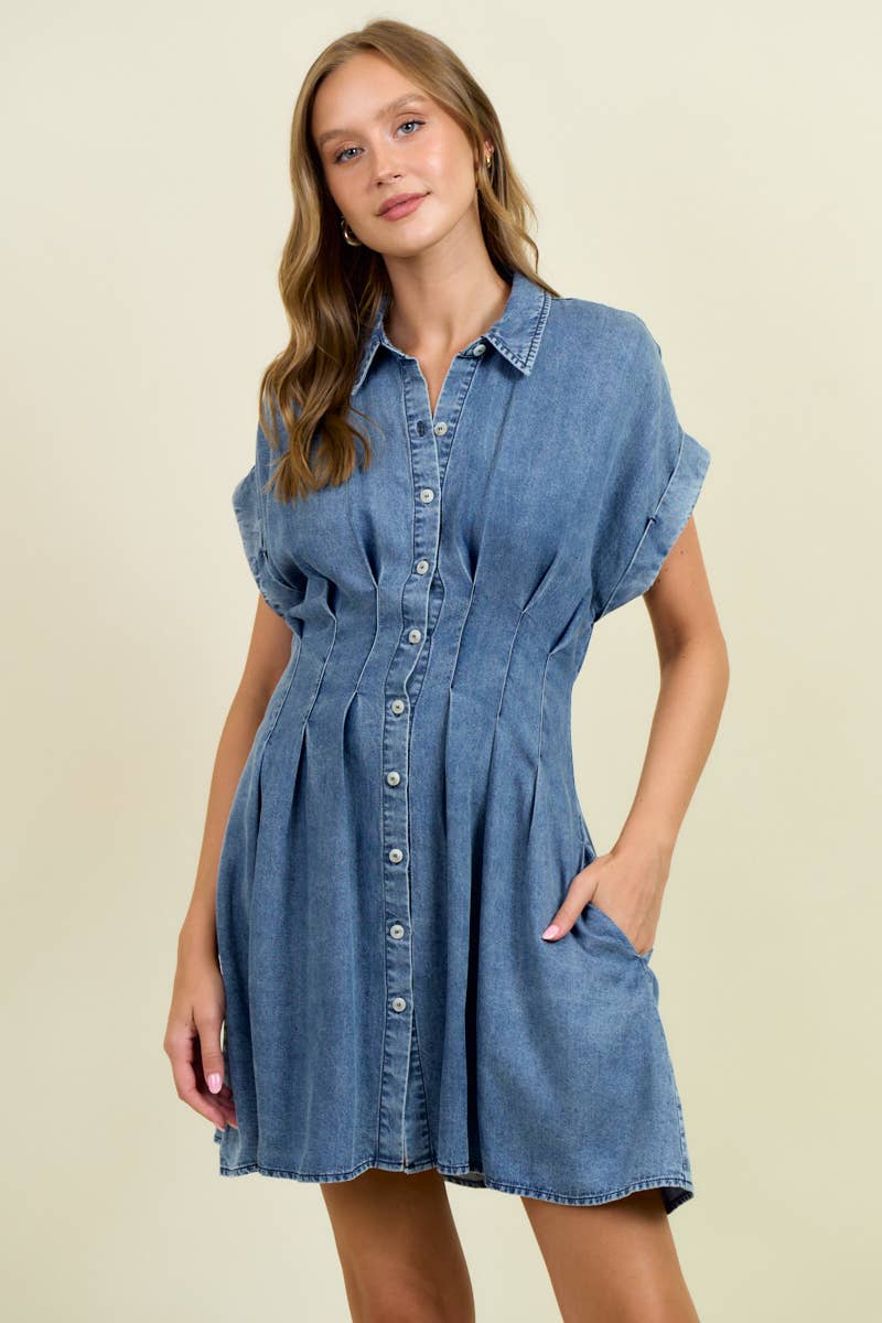 The Cinched Chambray Shirt Dress
