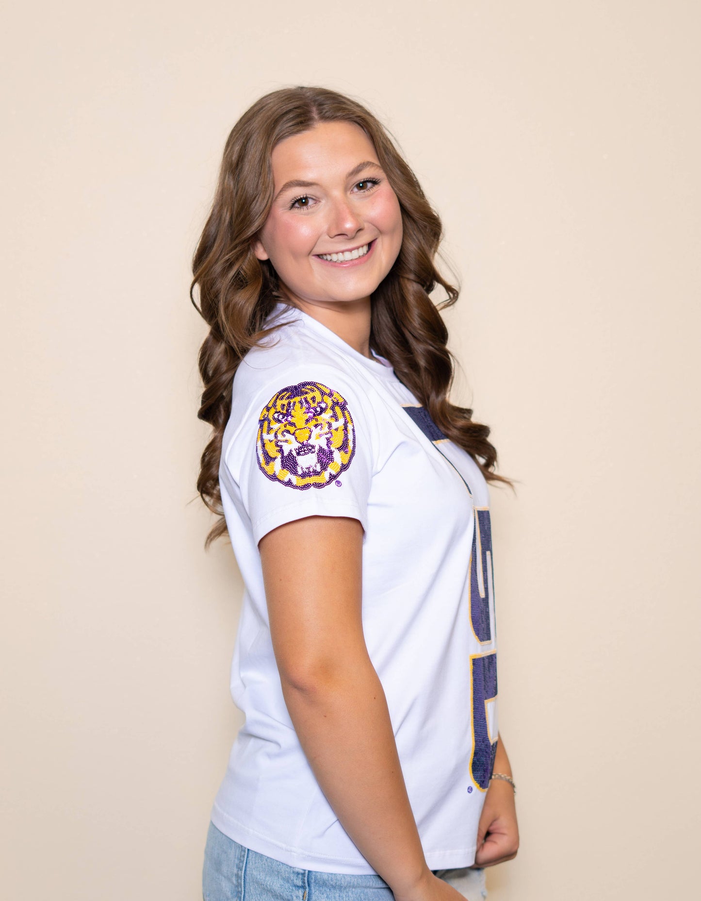 LSU Vertical Logo + Tiger Sleeve