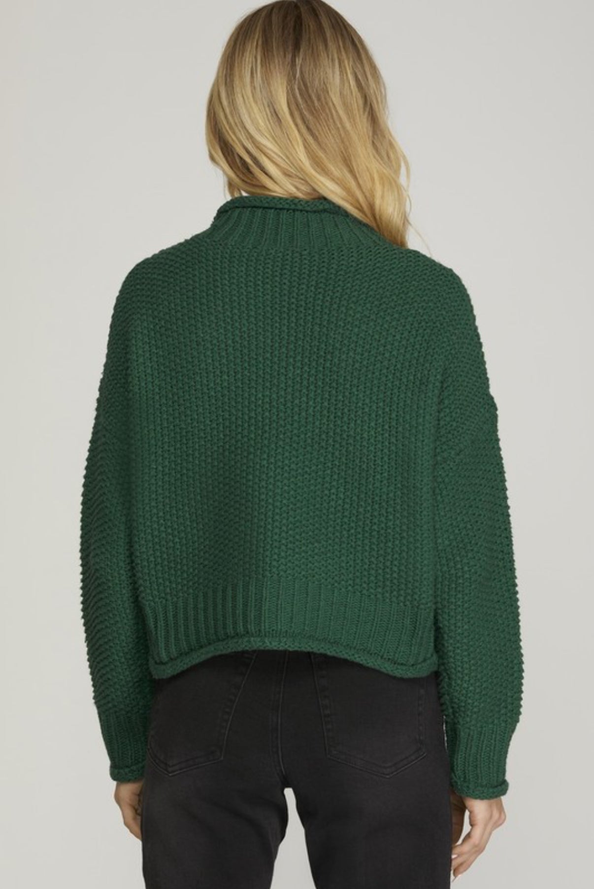 Waffle Mock Neck Knit Sweater